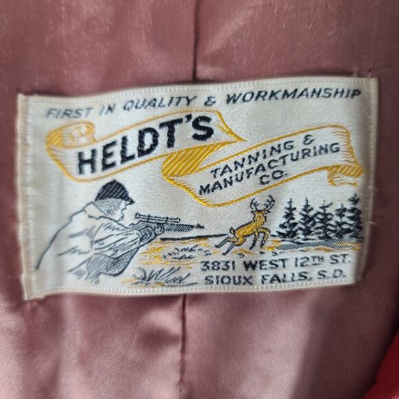 Heldt's Tanning South Dakota USA Vintage Red Leather USA Coat Jacket Medium - Picture 5 of 8